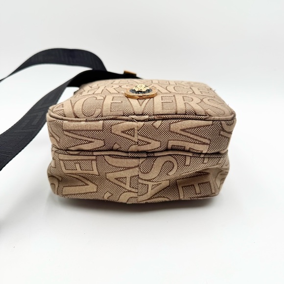 Versace Canvas Allover Logo Medusa Crossbody Bag - Picture 5 of 12